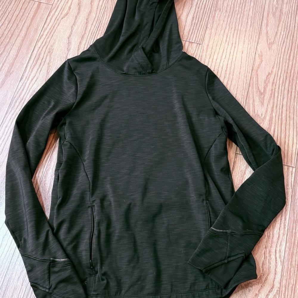 Athleta Bootcamp Pullover Hoodie Sweatshirt Women’s Size S Black Thumbholes
